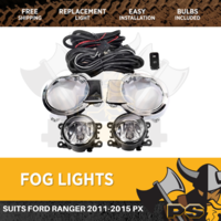 Driving Fog Lights to suit Ford Ranger PX 2011-201 Lamps Complete Kit