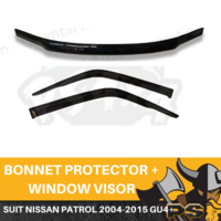 2007-2015 Nissan Patrol UTE GU4+ Bonnet Protector & Window Visors Weather Shields