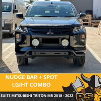 Black Nudge Bar + King 7 inch Spot light For Mitsubishi Triton MR 2018 - 2022 