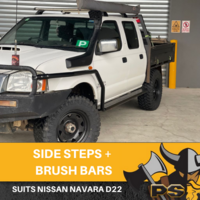 Heavy Duty Side Steps & Brush Rail Bars for Nissan Navara D22 1997-2016 Dual Cab 4x4 4WD