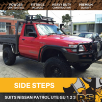 Nissan Patrol 1998-2006 Single Cab Steel Side Steps + Brush Bars Heavy Duty 