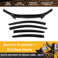 Holden VE 2006-2013 Sedan Commodore Bonnet Protector & Window Visors Weather Shi