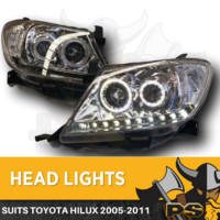 Angel Eye Projector Head lights to suit Toyota Hilux 2005-2011 LED Clear Halo