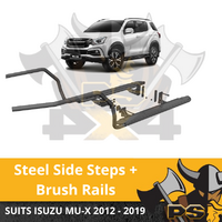 PS4X4 Steel Side Steps + Brush Rail bars for Isuzu MU-X MUX 2012 - 2019