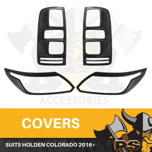 Black Head light Tail light Lamp Covers for Holden Colorado S2 2016-2019 Surrounds