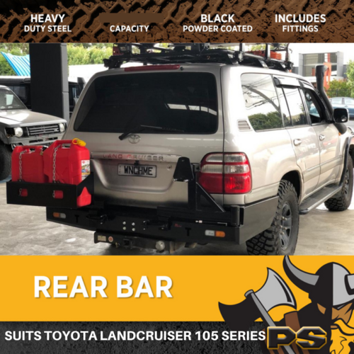 PS4X4 Rear Bar Spare Wheel Carrier Dual to suit Toyota Landcruiser 105 Series