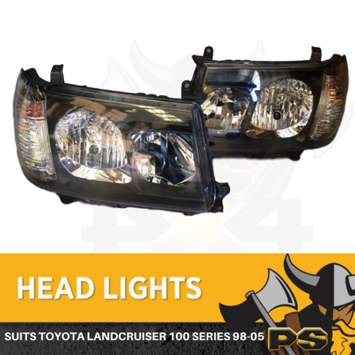 Altezza Black Head Light Set to suit Toyota Landcruiser 100 105 Series 1998-2004