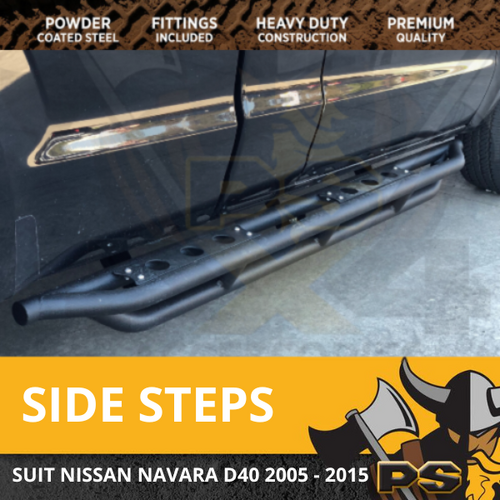 Matte Side Steps for Nissan Navara D40 2004 - 2015 Dual Cab Running Boards