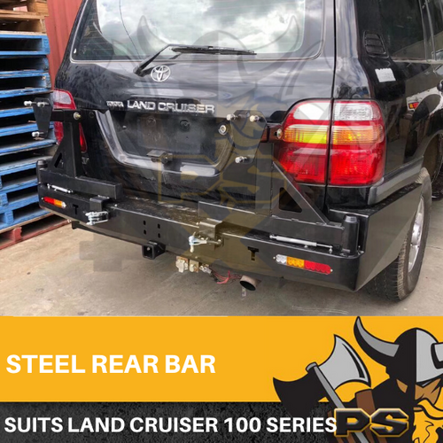 PS4X4 Rear Bar Spare Wheel Carrier Dual to suit Toyota Landcruiser 100 Series