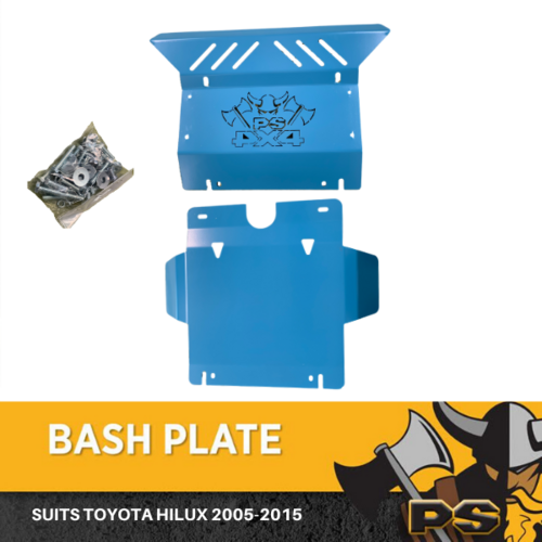 Bash Plate Sump Guard 4mm for Toyota Hilux 2005-2015 2pc BLUE Powder Coated