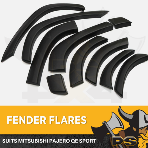 FENDER FLARES FIT MITSUBISHI PAJERO SPORT QE - FRONT & REAR - BLACK