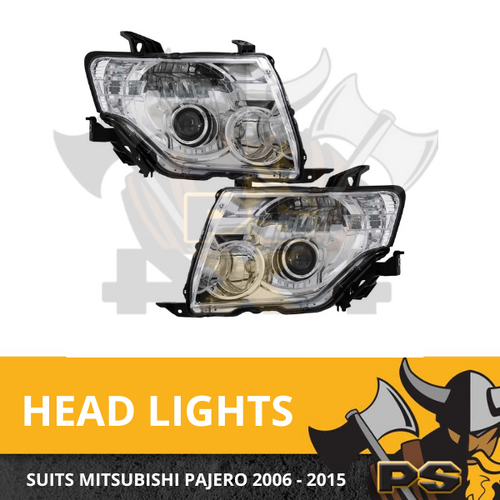 Set of Head Lights Left & Right to suit a Mitsubishi Pajero NW NT NX NS 2006 - 2015 headlights
