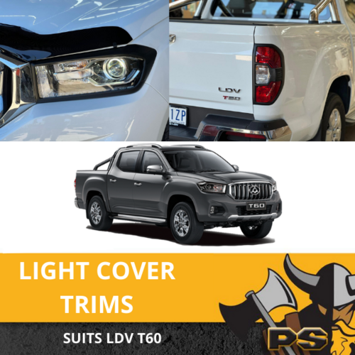 Black Head light Tail light Lamp Covers Trim for LDV T60 2016 - 2021